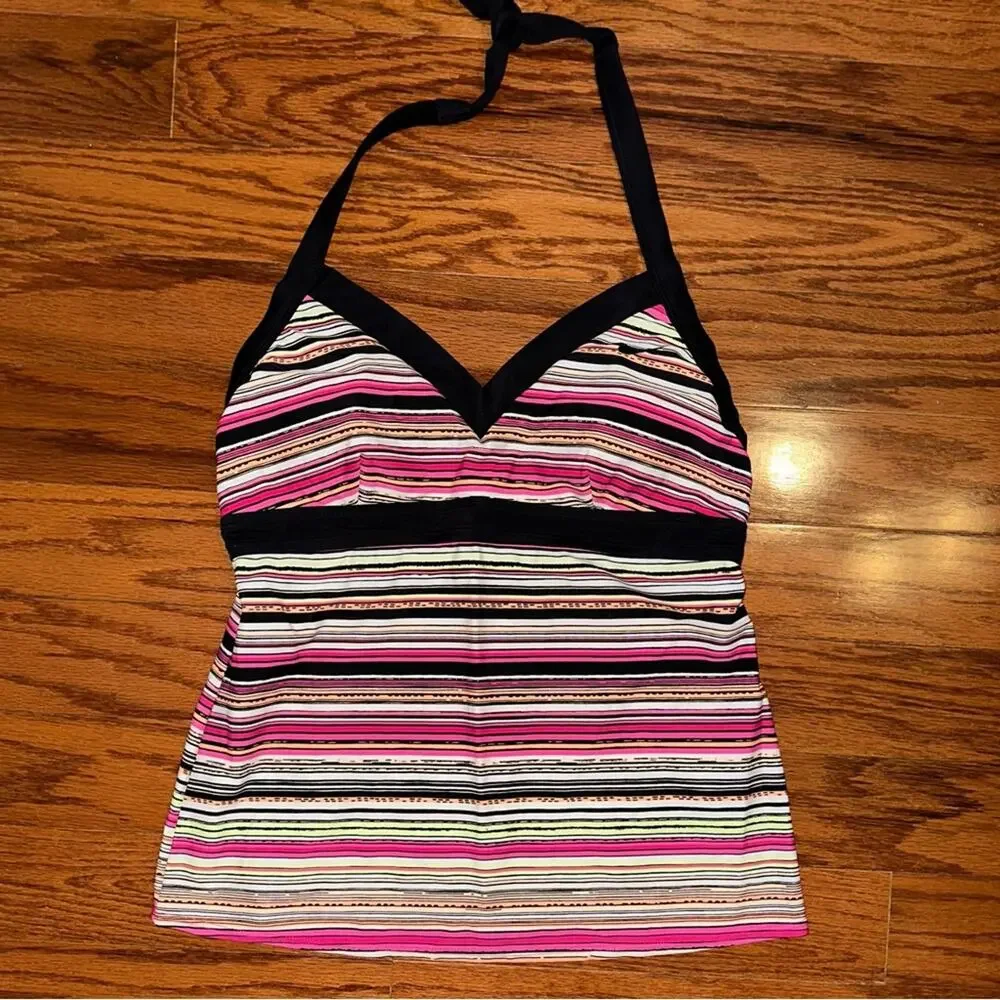 Nike Swim Striped V-Neck Tankini Swim Top Size 8